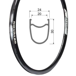 Rim, alloy, 700C, 24H, Novatec 30 disc, shiny black, 30x20, welded, Tub.Ready, OE